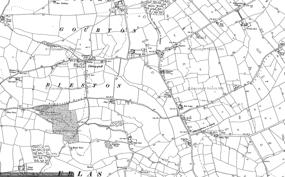 Old Map of Historic Map covering Borras Hall in 1898