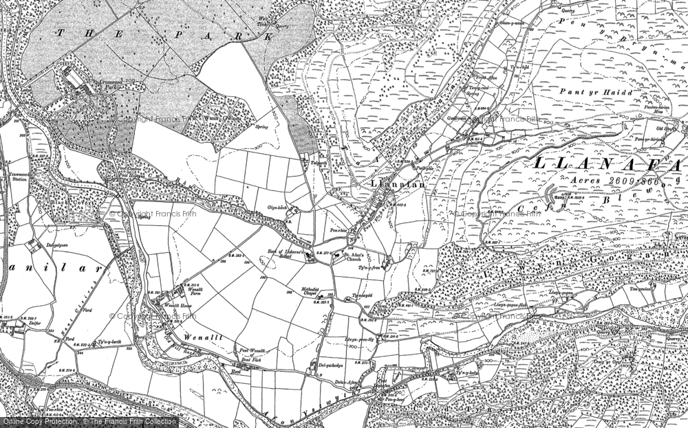 Old Map of Llanafan, 1886 in 1886