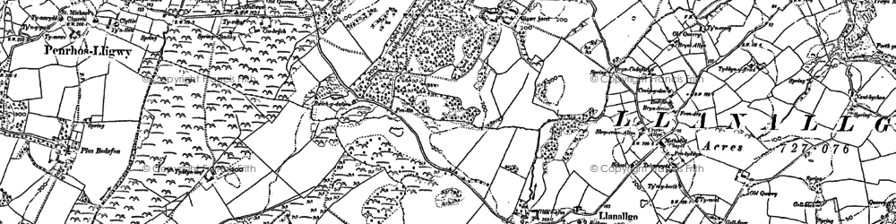 Old map of Llanallgo in 1887