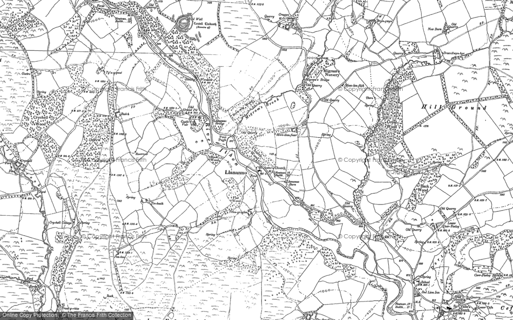 Old Map of Llananno, 1888 in 1888
