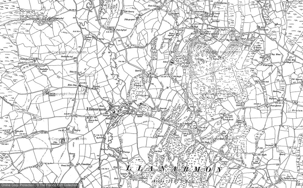 Old Map of Historic Map covering Bryn-yr-ogof in 1910