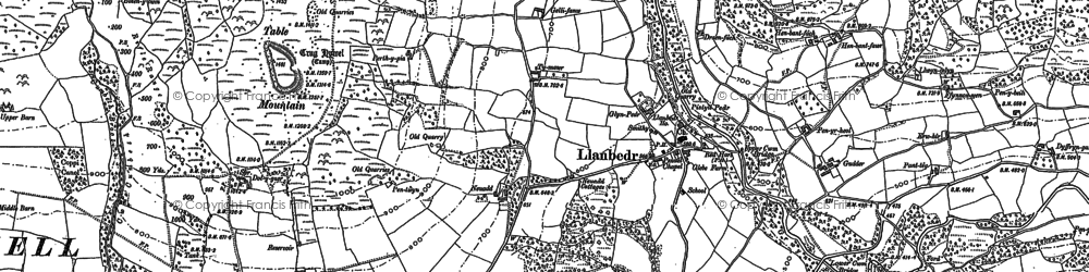 Old map of Llanbedr in 1885