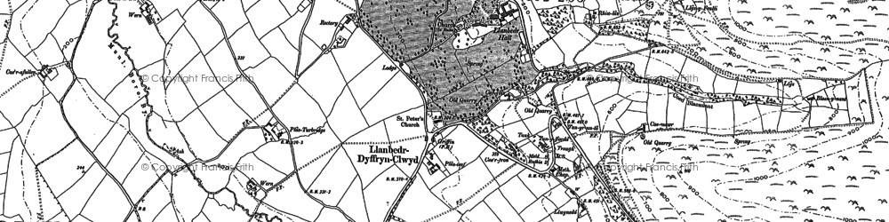 Old map of Llanbedr Hall in 1898