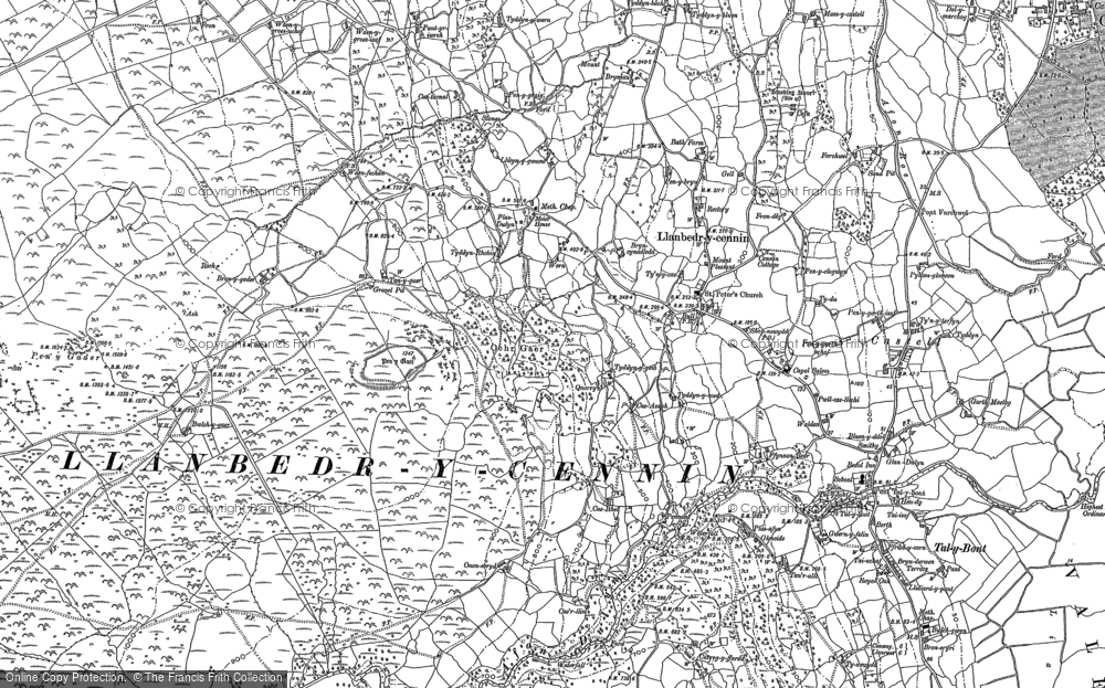 Old Map of Llanbedr-y-cennin, 1887 in 1887