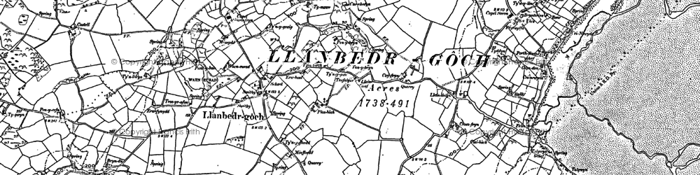 Old map of Llanbedrgoch in 1888