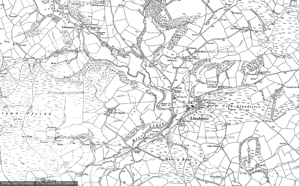Old Map of Llanbister, 1888 in 1888