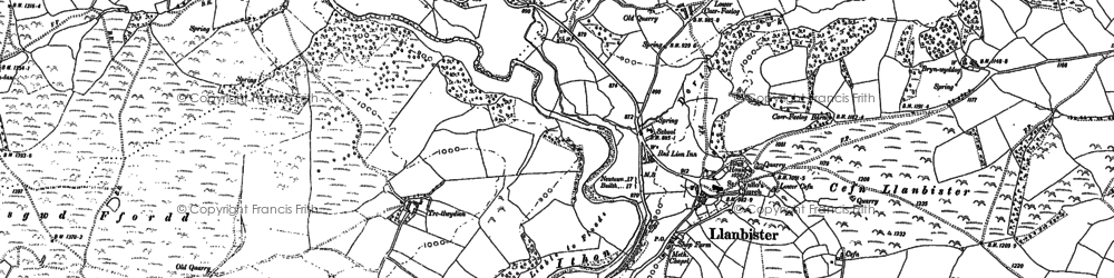 Old map of Llanbister in 1888