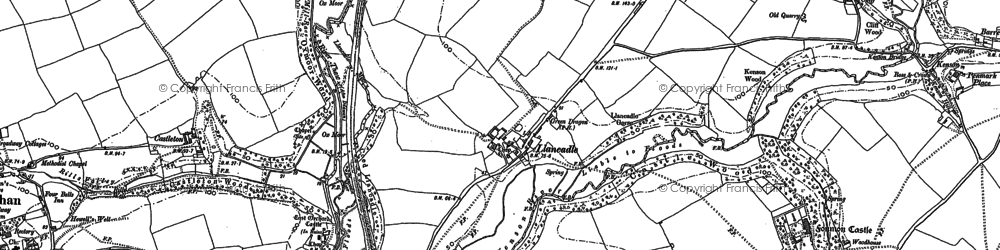 Old map of Llancadle in 1897