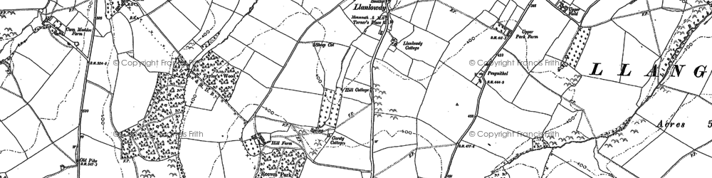 Old map of Llancloudy in 1903