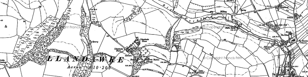 Old map of Llandawke in 1887