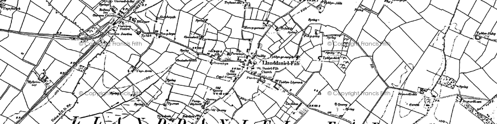 Old map of Llanddaniel Fab in 1888