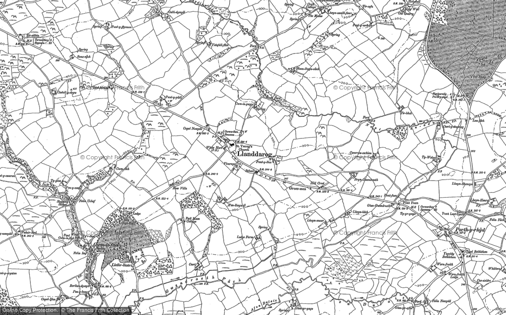 Old Map of Historic Map covering Brynhawddgar in 1886
