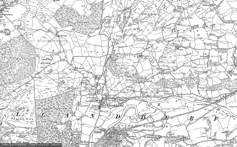 Old Map of Historic Map covering Tyddyn-barwn in 1886