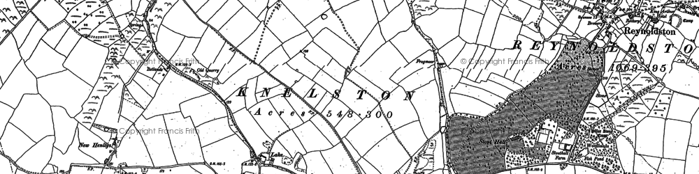 Old map of Llanddewi in 1896