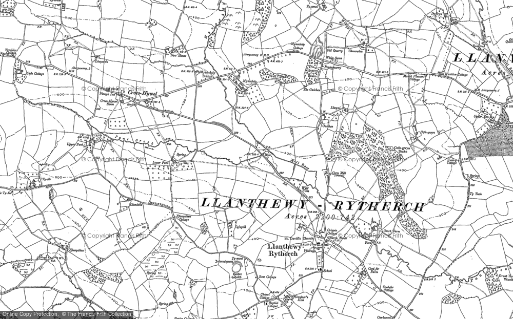 Old Map of Llanddewi Rhydderch, 1899 - 1900 in 1899