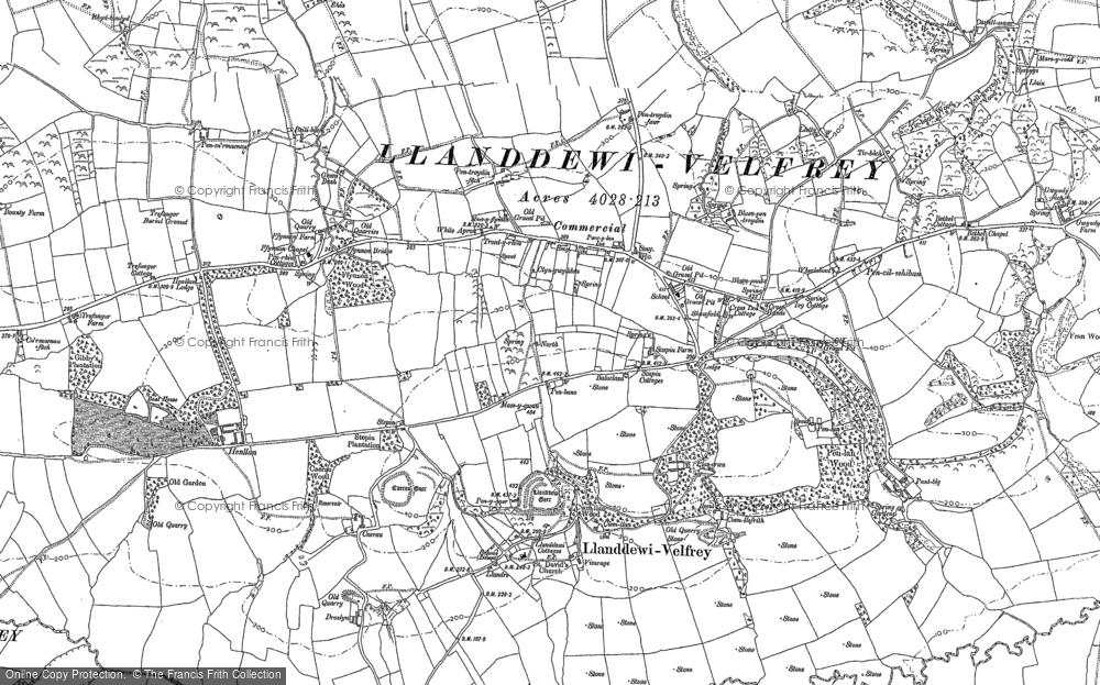 Old Map of Llanddewi Velfrey, 1887 in 1887