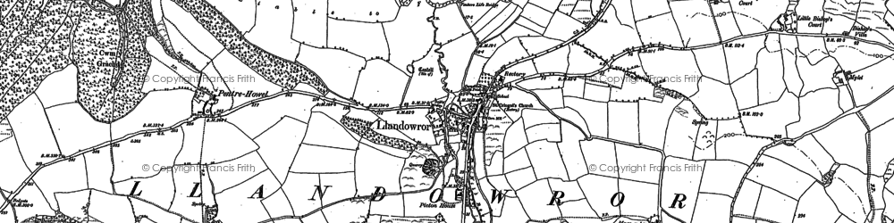 Old map of Llanddowror in 1905