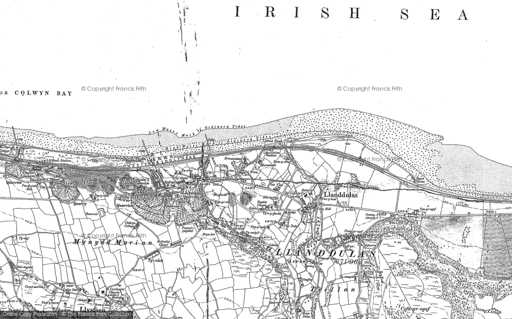 Old Map of Historic Map covering Bryn Dulas in 1911