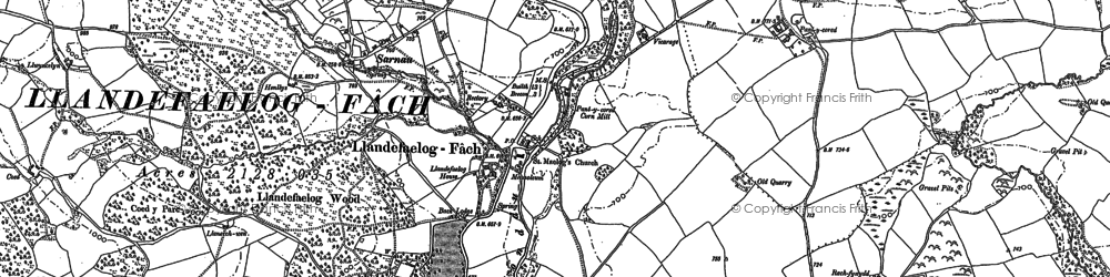 Old map of Llandefaelog in 1886
