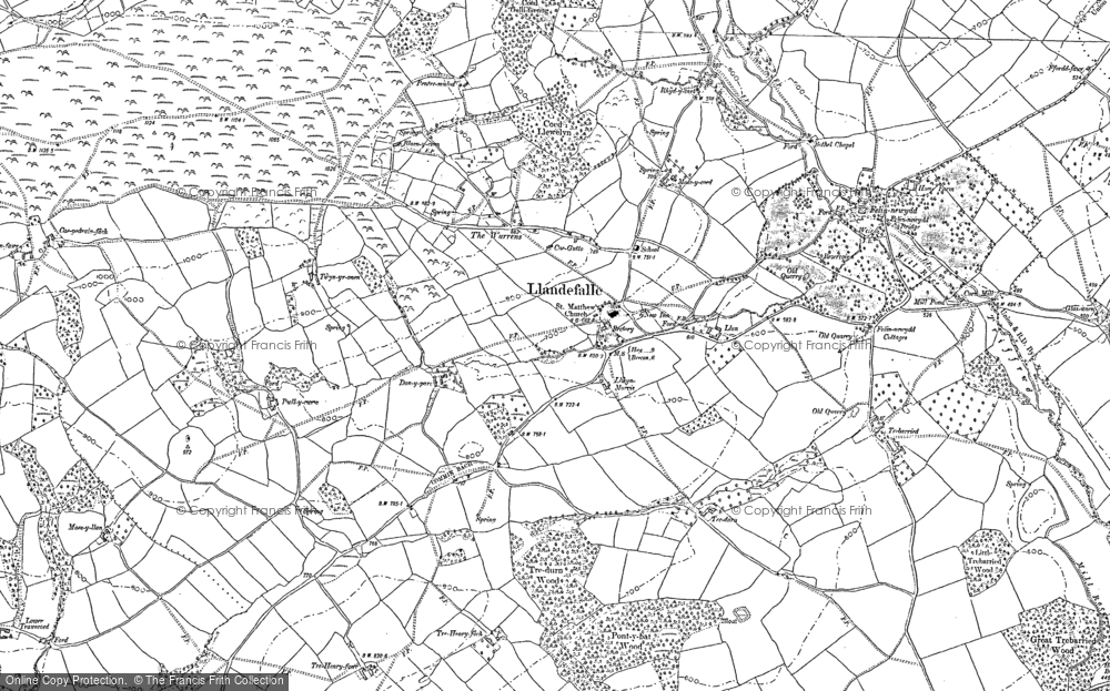 Old Map of Historic Map covering Ponde in 1886