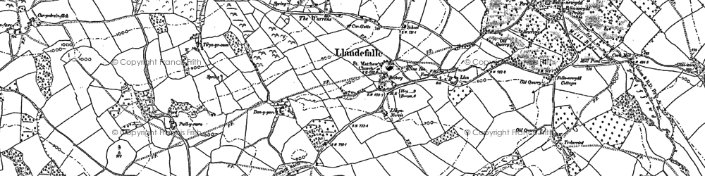 Old map of Llandefalle in 1886