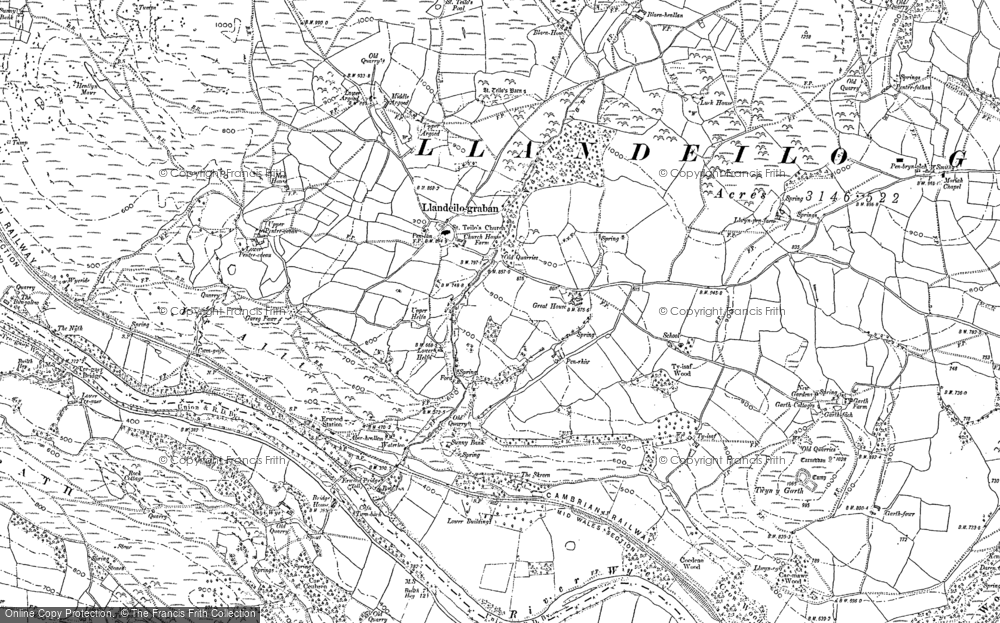 Old Map of Historic Map covering Blaen Henllan in 1902