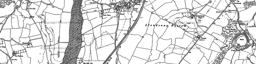 Old map of Llandenny in 1899