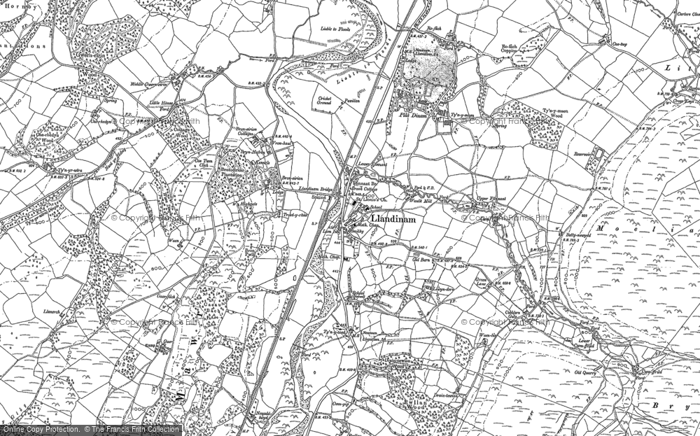 Old Map of Llandinam, 1884 in 1884