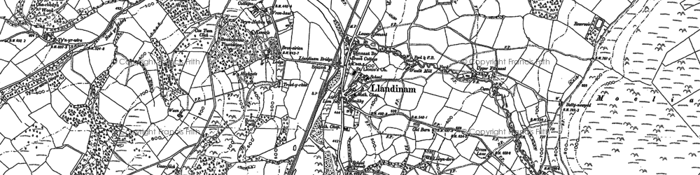 Old map of Llandinam in 1884