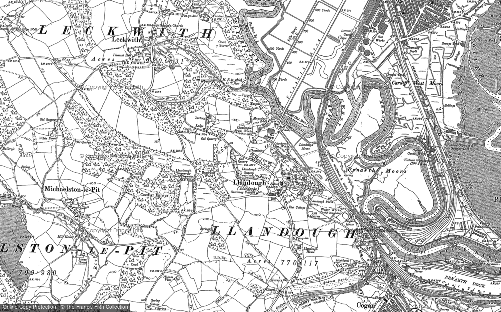 Old Map of Historic Map covering Penarth Moors in 1897