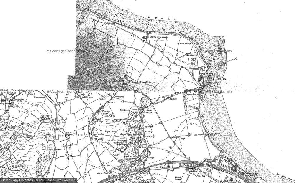Old Map of Historic Map covering Bryn Euryn in 1911