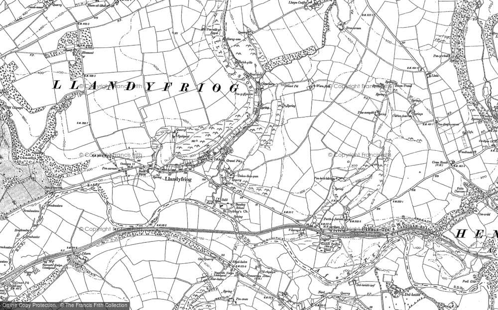 Old Map of Historic Map covering Afon Teifi in 1887