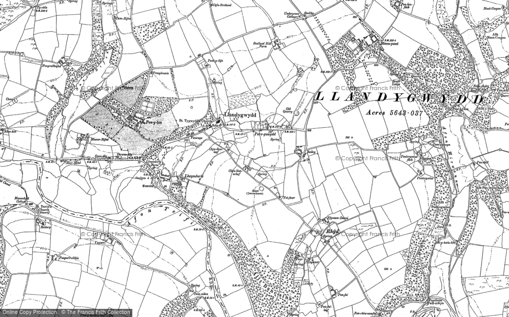 Old Map of Llandygwydd, 1904 in 1904