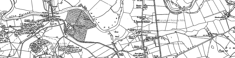 Old map of Llandysilio in 1900