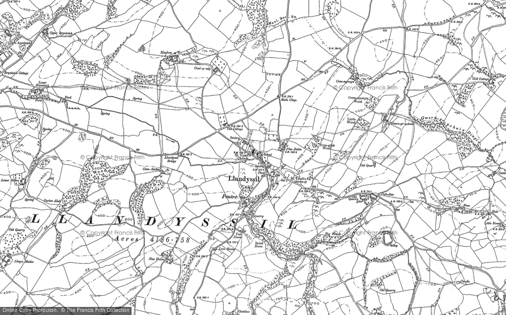 Old Map of Llandyssil, 1887 in 1887