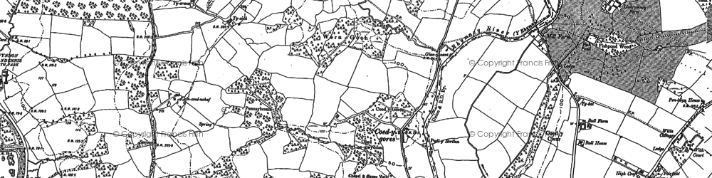 Old map of Llanedeyrn in 1916