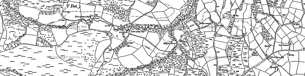 Old map of Llaneglwys in 1887