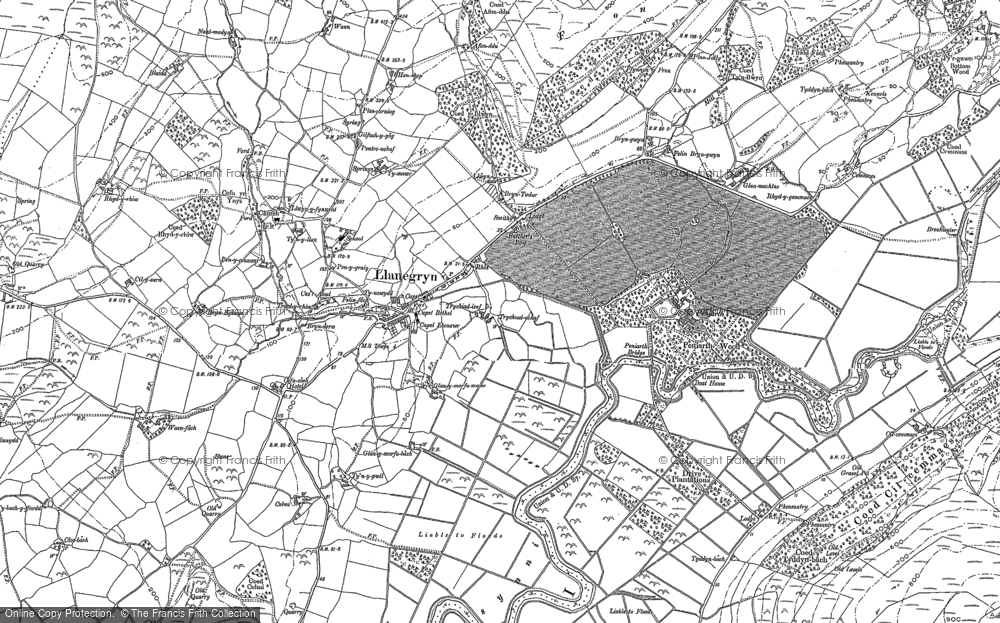 Old Map of Historic Map covering Dyffryn Dysynni in 1900