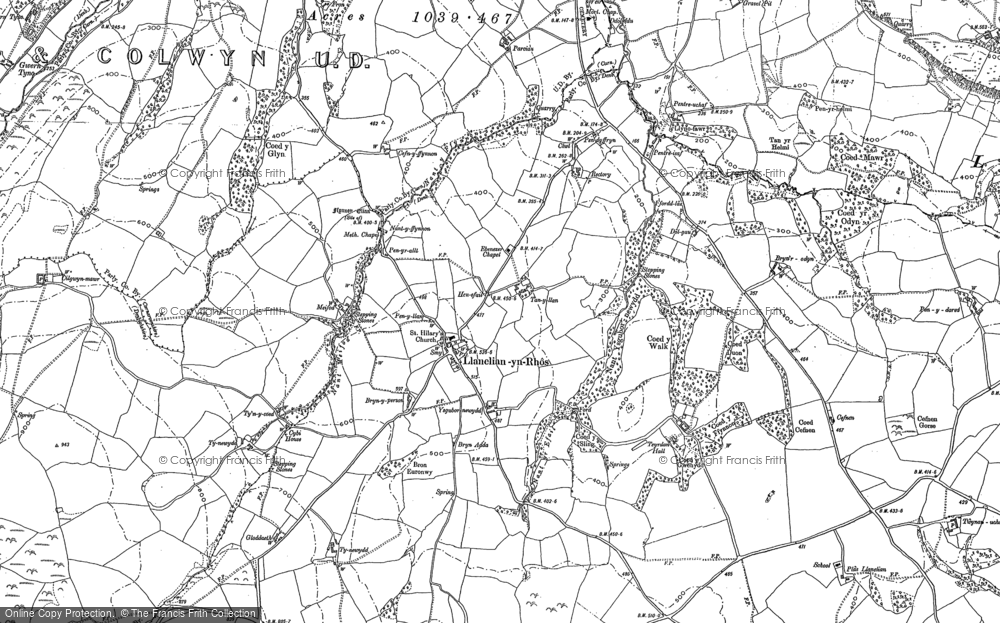 Old Map of Historic Map covering Bryn Person in 1911