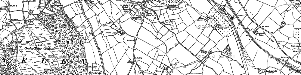 Old map of Llanellen in 1899