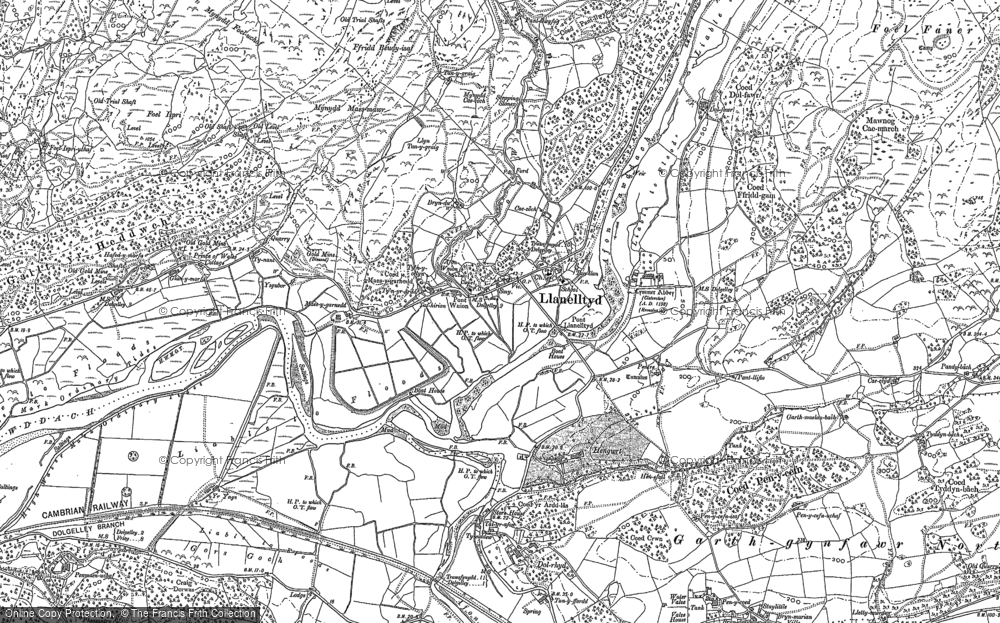 Old Map of Historic Map covering Afon Wnin in 1887