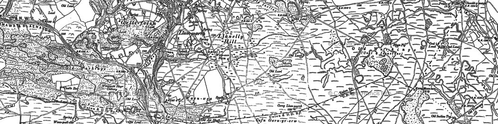 Old map of Llanelly Hill in 1879