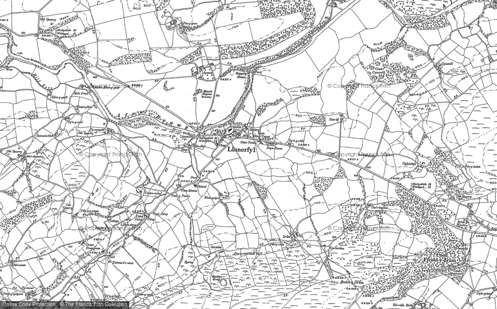 Old Map of Llanerfyl, 1885 in 1885