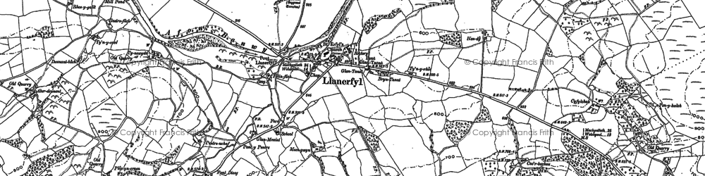 Old map of Llanerfyl in 1885