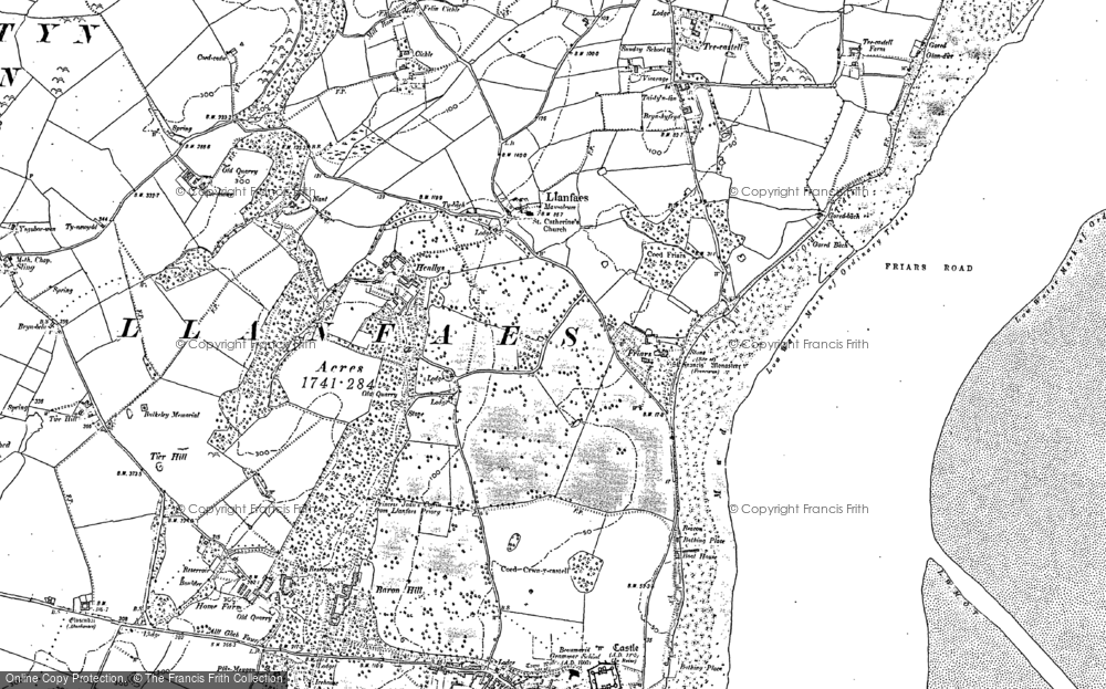 Old Map of Historic Map covering Bryn Glas in 1888