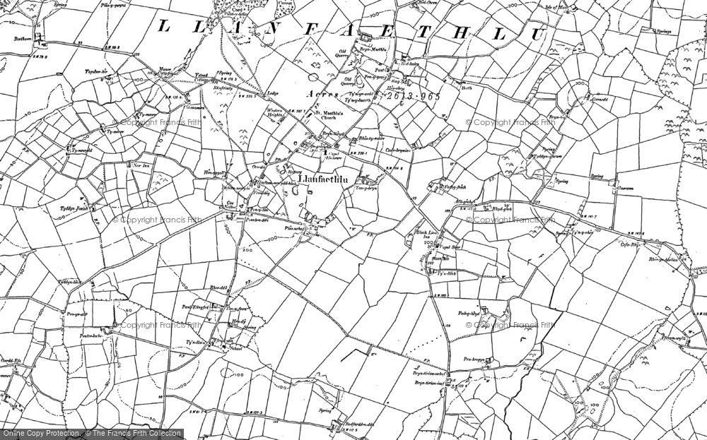 Old Map of Historic Map covering Bodfardden-ddu in 1886