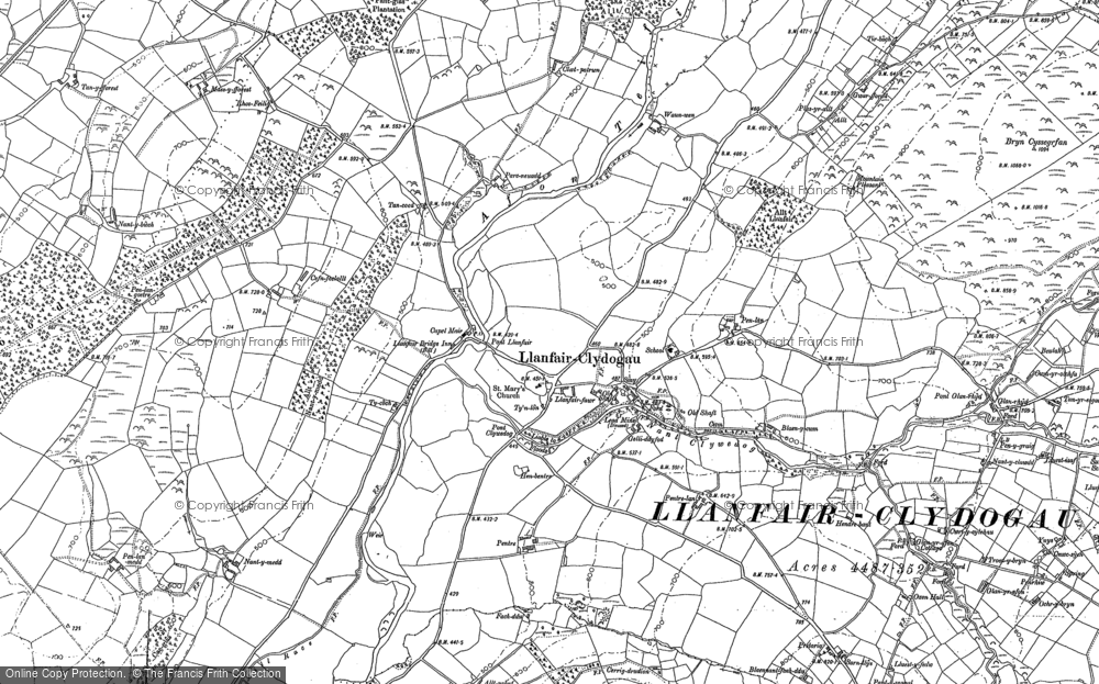 Old Map of Historic Map covering Bryn Cysegrfa in 1888