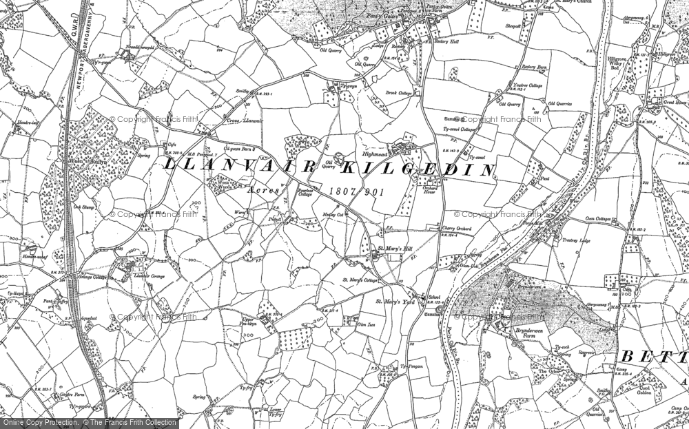 Old Map of Llanfair Kilgeddin, 1899 in 1899