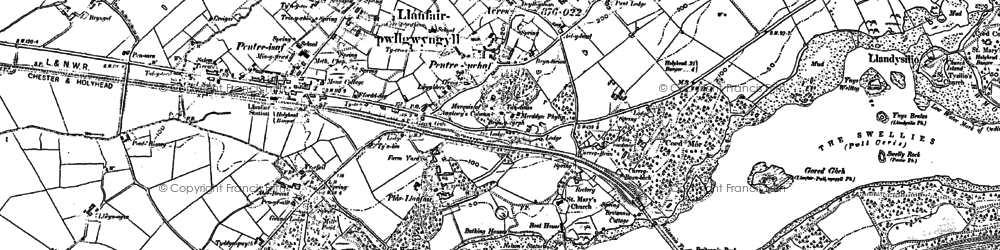 Old map of Menai Strait in 1899