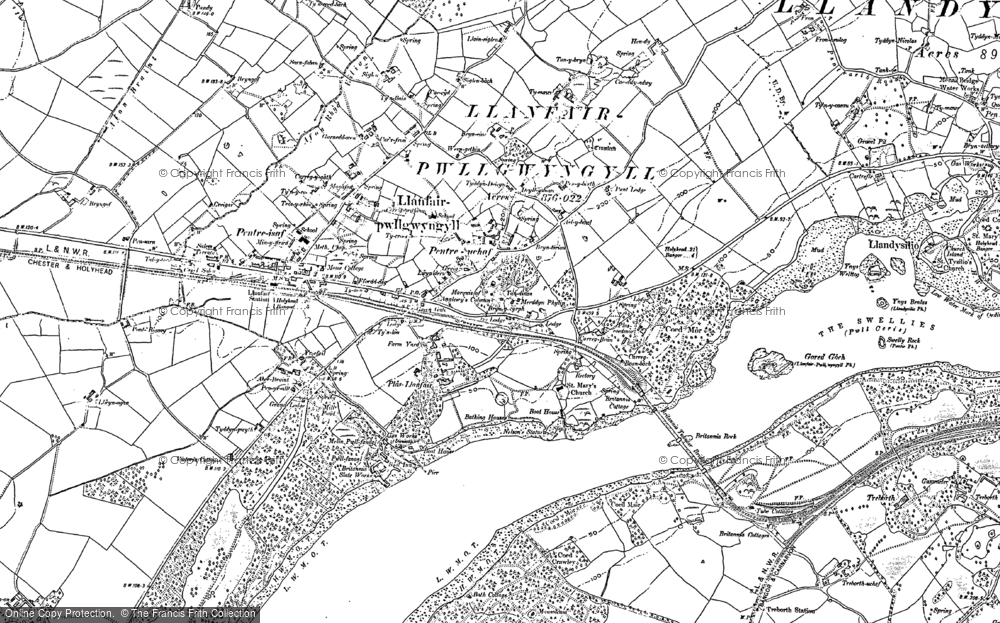 Old Map of Llanfair Pwllgwyngyll, 1899 in 1899